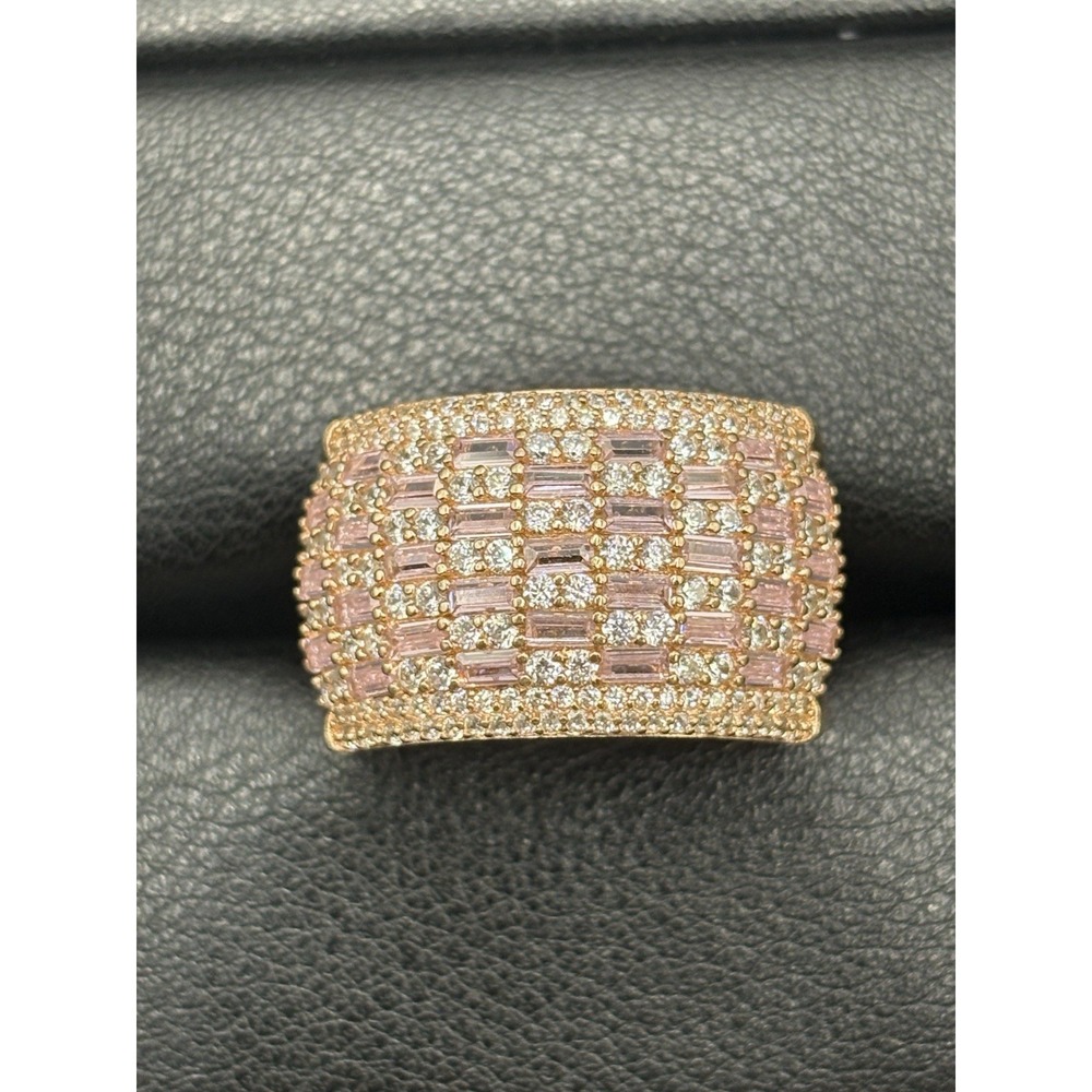 EUC Rose Sterling Silver Cubic Zirconia Ring 8 Grams Size 11 F9